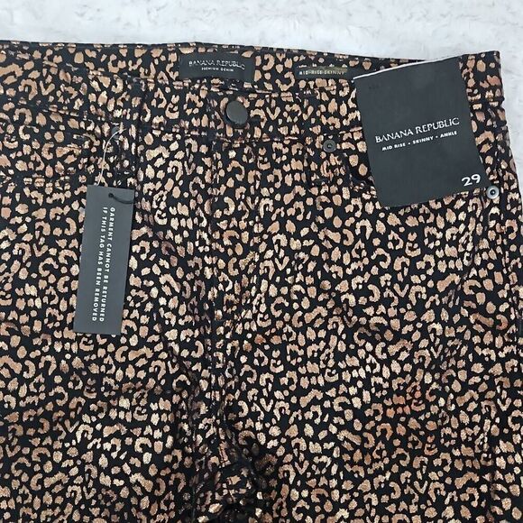 Banana Republic Womens size 29 Mid-Rise Akinny Metallic Leopard Jean Casual - Picture 2 of 11